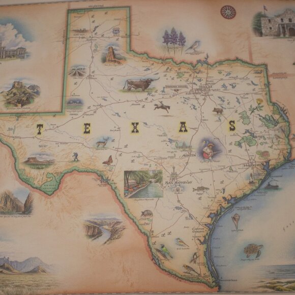 Texas Xplorer Rolled Map 24x18 Inch Lithograph - Picture 2 of 5